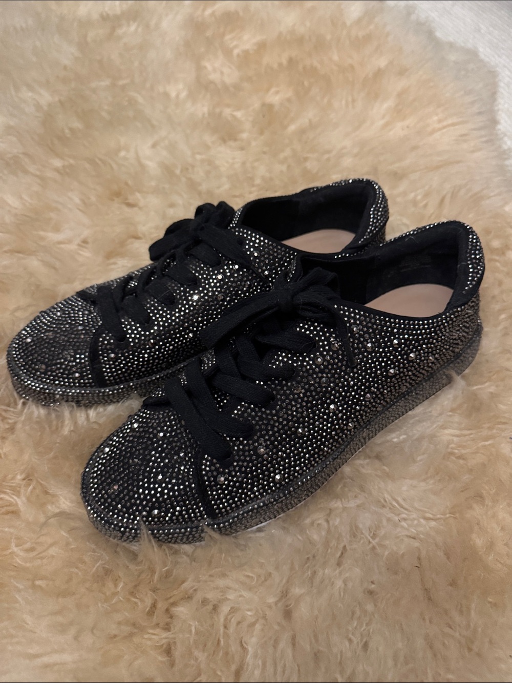 INC International Concepts Black Crystal-Embellished Lace-Up Sneaker - Picture 4 of 10